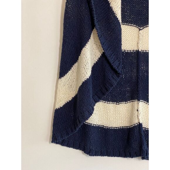 Cabi Size Small Skipper Cardigan Sweater Stripe Vest Shrug Open Front Blue White - Picture 8 of 10
